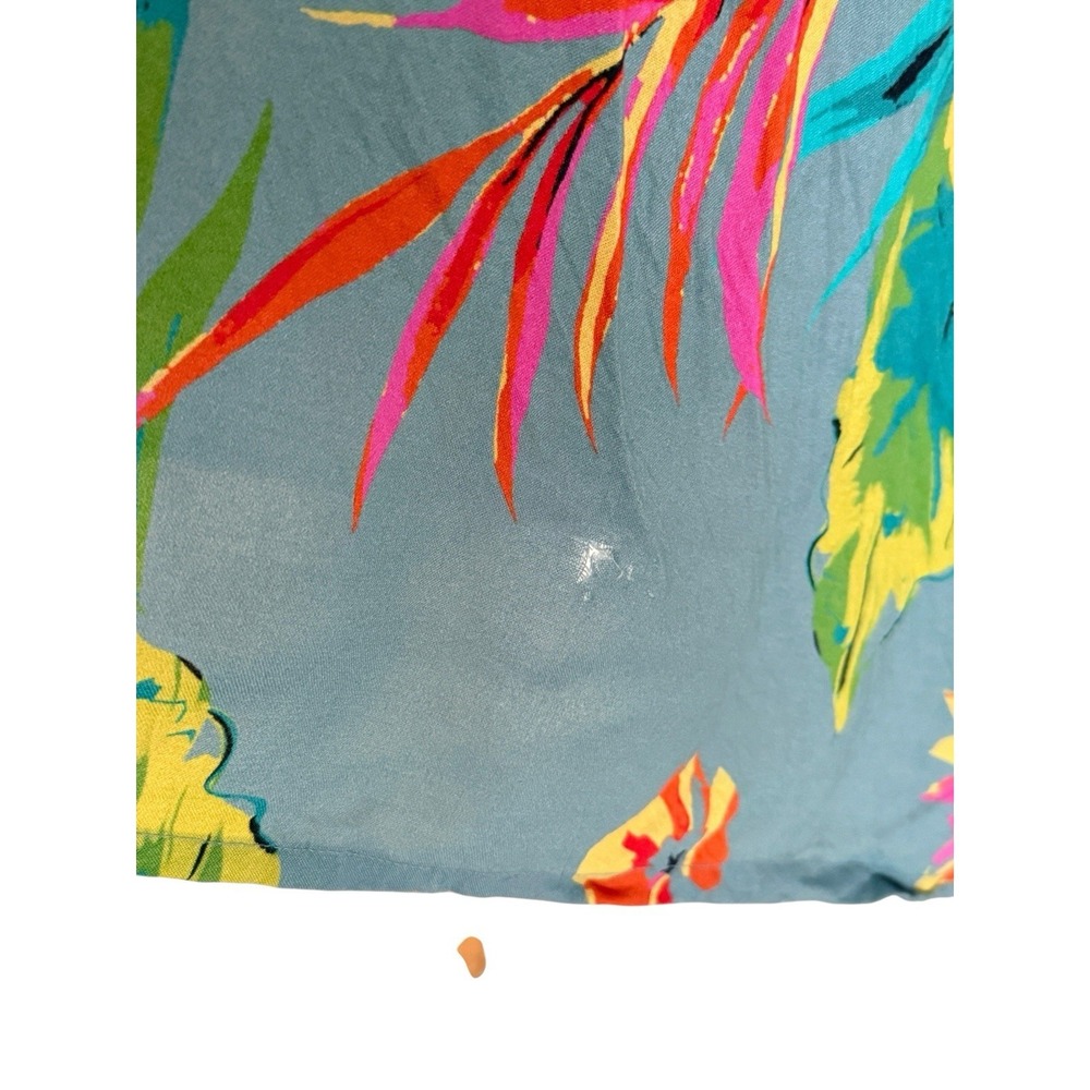 Natural Life Floral Midi Dress XS Scarf Swing Tropical Boho Teal Pink *Read* - Picture 12 of 15